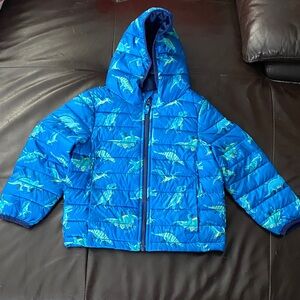 Boys spring jacket Jumping Beans Blue Dinosaur Puffer EUC